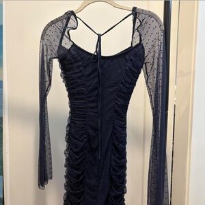 Lucy in the Sky Midnight Blue Sheer Sleeve Dress